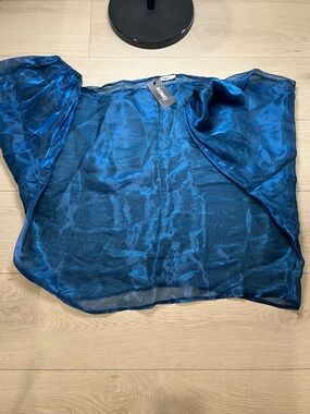 Aomei Sheer Blue Kimono Top Sheer Tunic Blue 2XL Women’s Ballon Sleeve Drappy